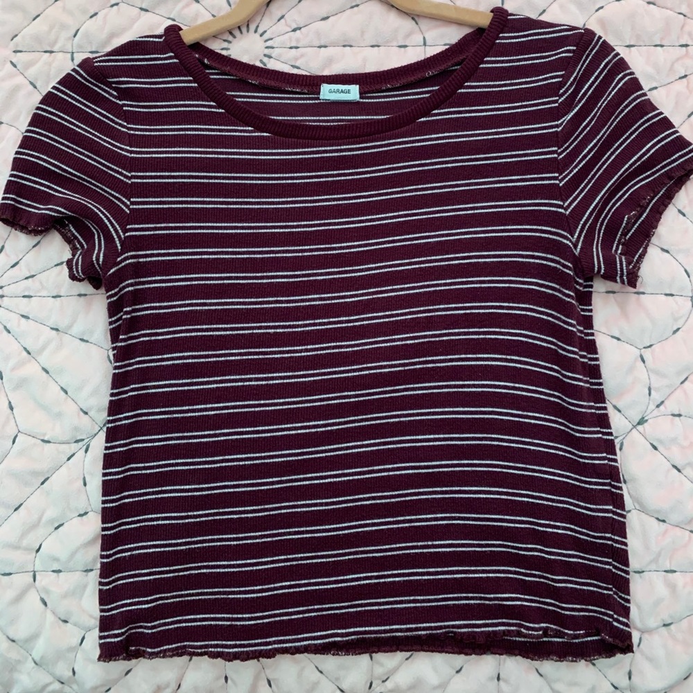 Lettuce Edge Short Sleeve Striped T-Shirt